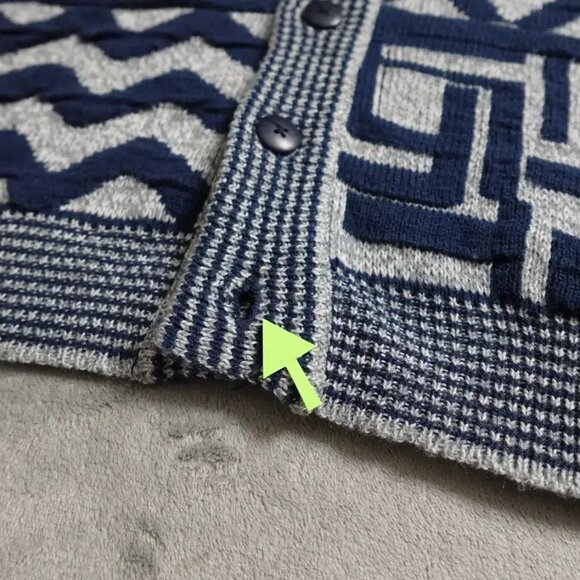 Nuovo New Forces Cardigan Women's Large Blue Gray Knit Geometric Sweater - Picture 5 of 11